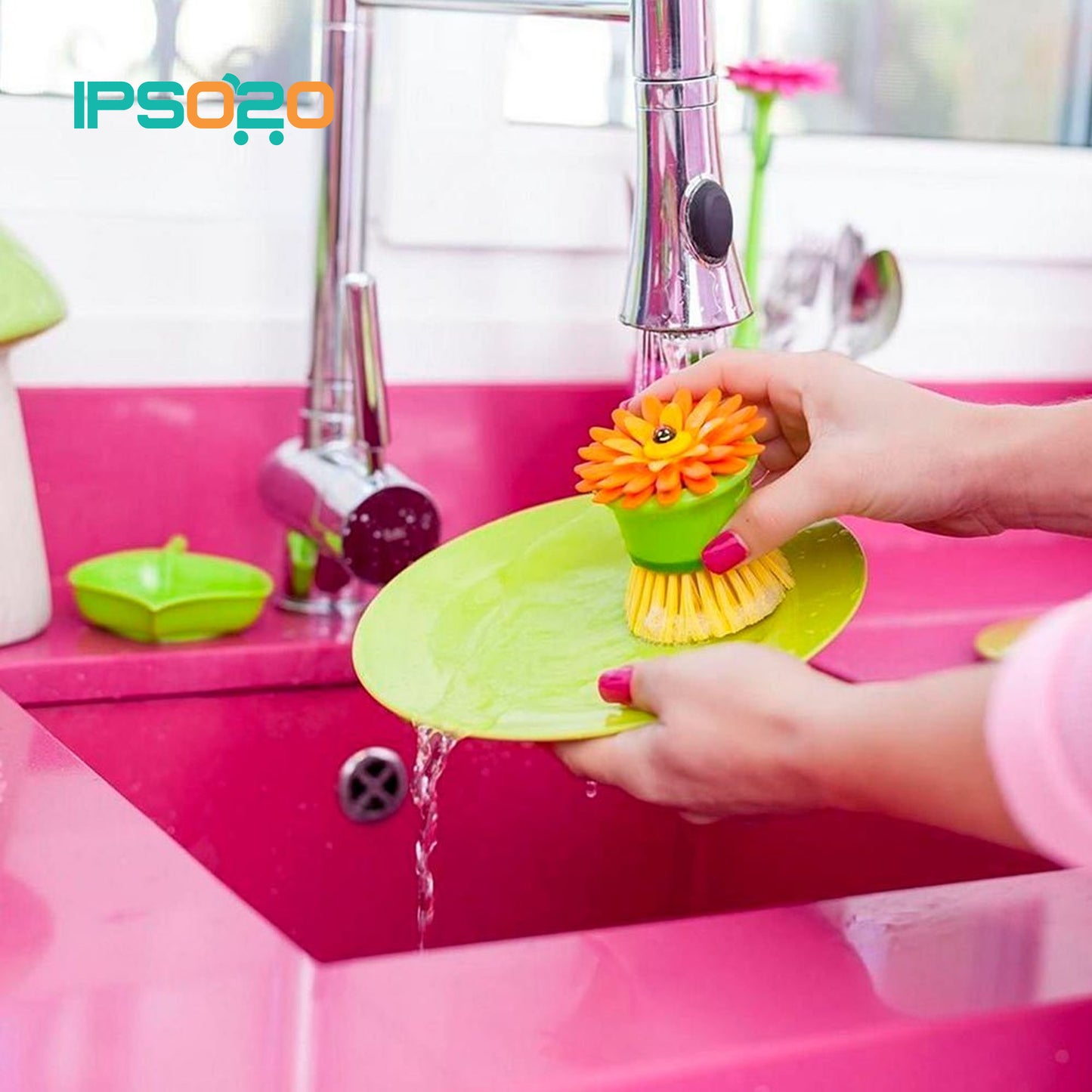 VIGAR Flower Power Palm Dish Brush with Holder