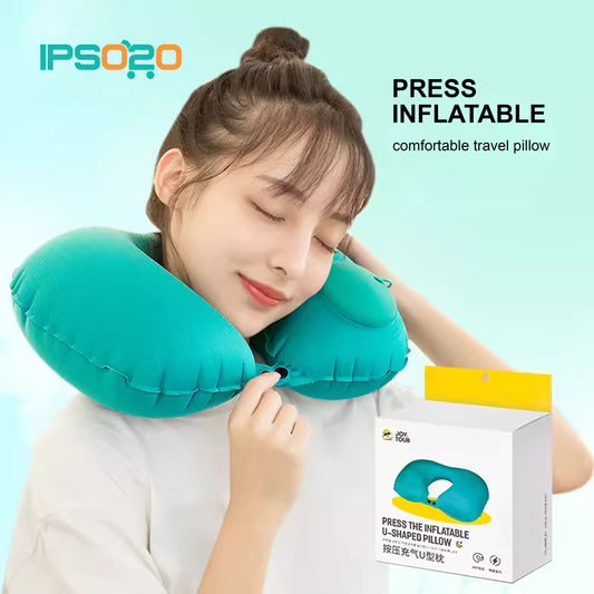 JOYTOUR Hand Press Inflatable U-Shaped Travel Pillow