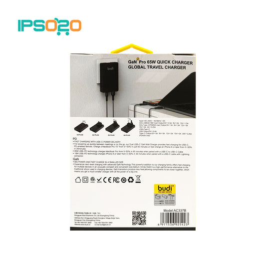 BUDI GaN Pro 65w Quick Charger Global Travel Charger