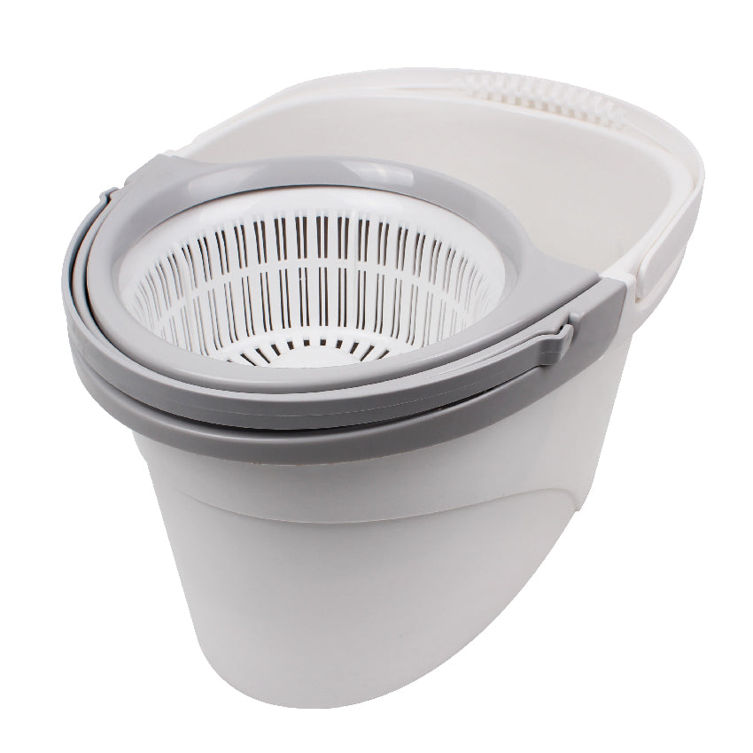 White Magic Pure Spin Mop Set (with 2 microfiber mop heads) / Handpress Mop / Made in Taiwan / Red Dot Design Award / Trolley Bundle (add-on available) / 1 Year Bucket Warranty