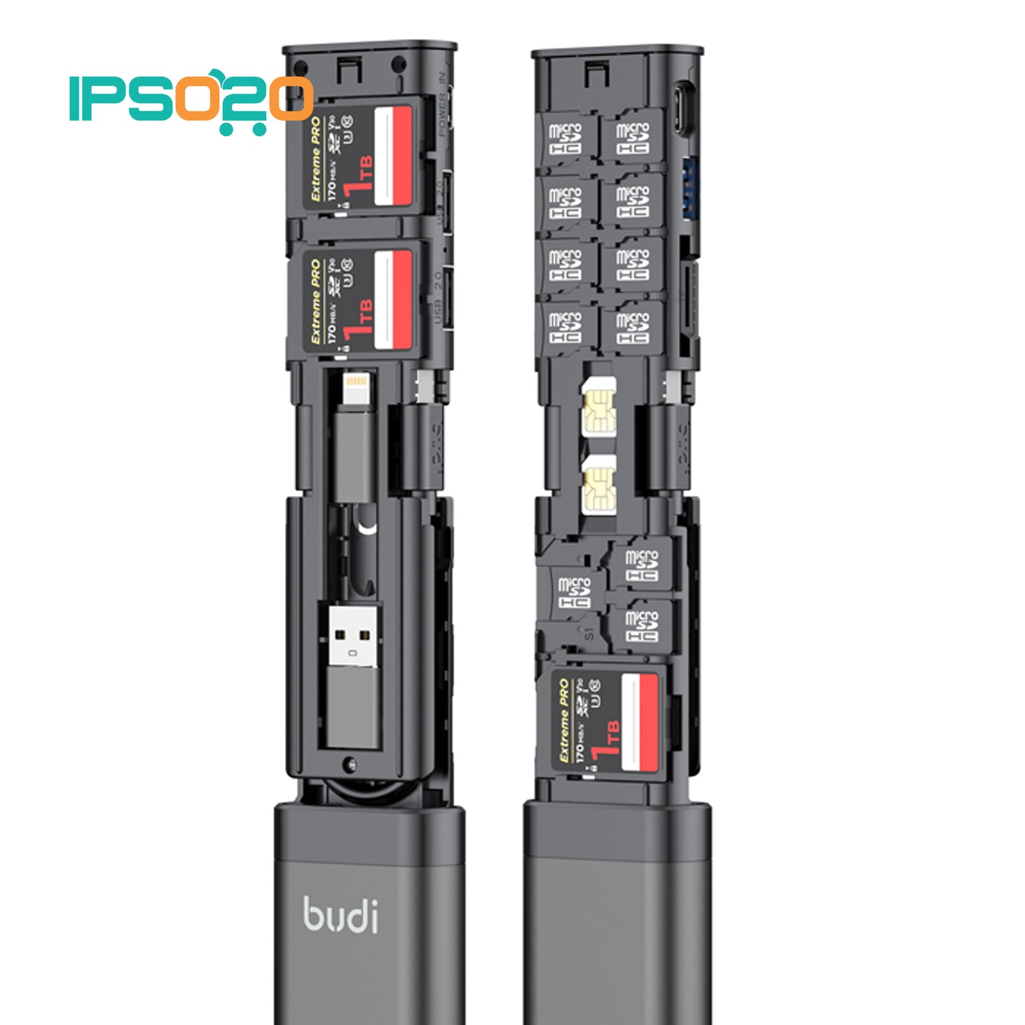 BUDI 10in1 Hub USB-C 3.0 Reader Multifunction Storage Stick