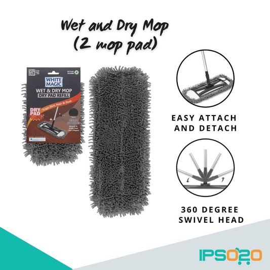 White Magic Wet & Dry Mop (with 2 mop pad - Dry & Wet)