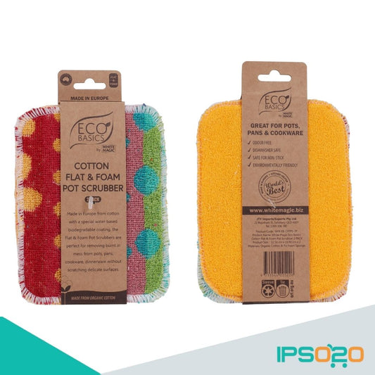Eco Basics Cotton Flat Foam Pot Scrubber (2 Pack)