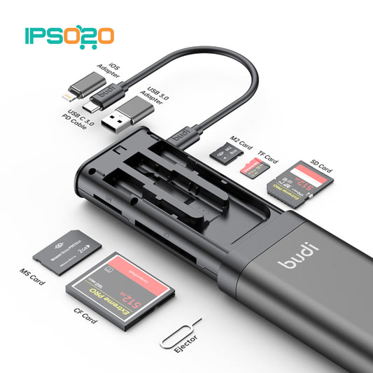 BUDI 3.0 Fast 5in1 Card Reader with Card Storage Box