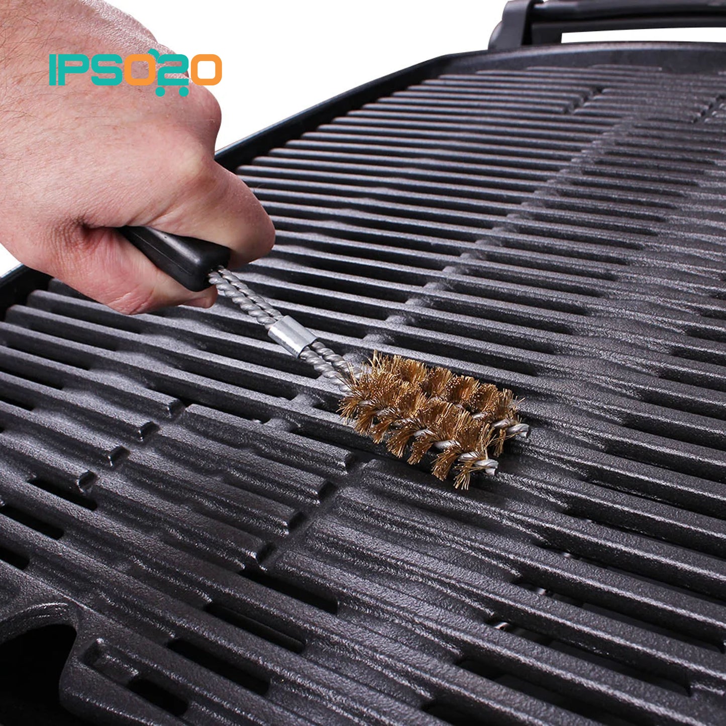 WHITE MAGIC Short V-Shaped Brass Spiral Barbecue Brush