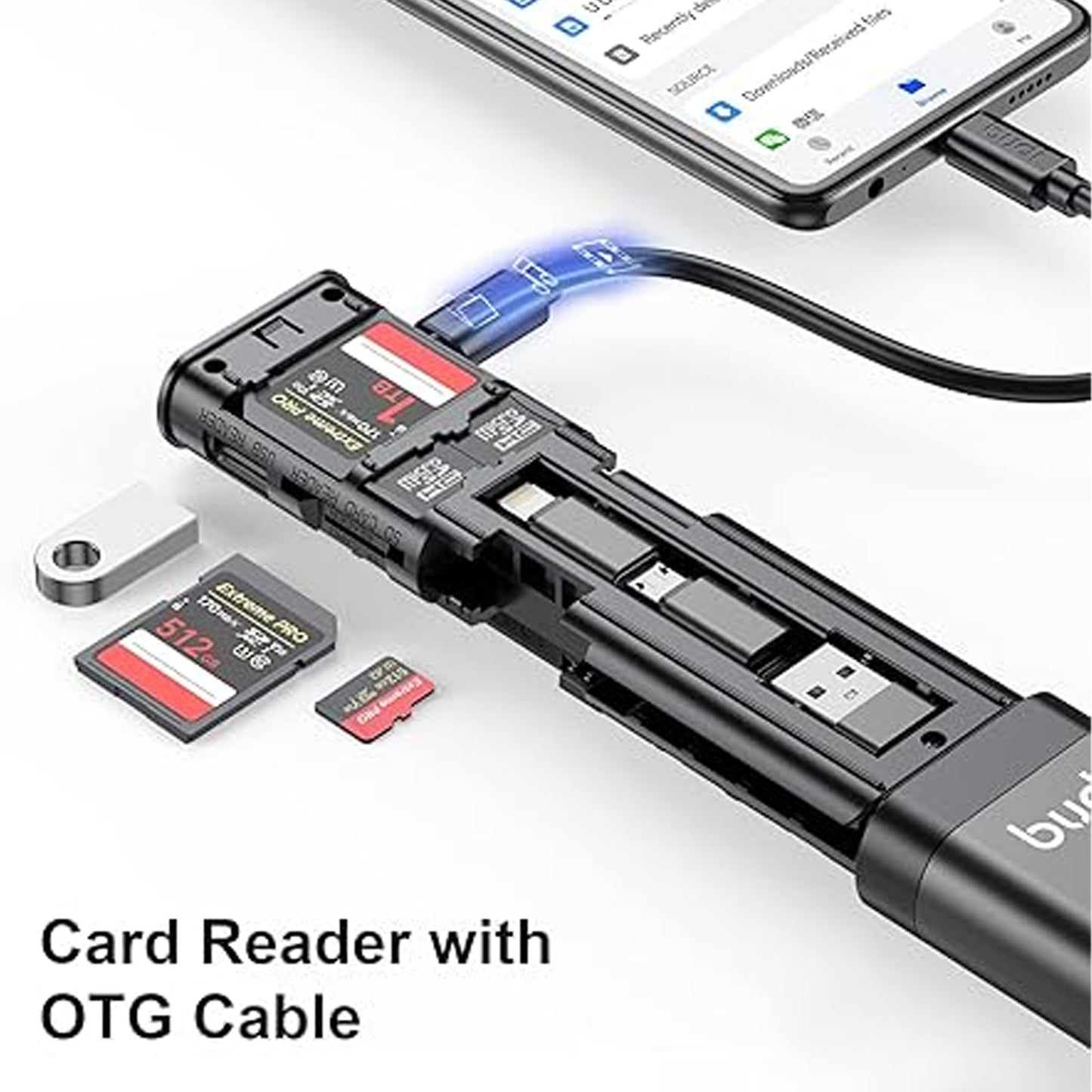BUDI USB-C 3.0 TF/SD Card Reader OTG Adapter Multifunction Storage Stick