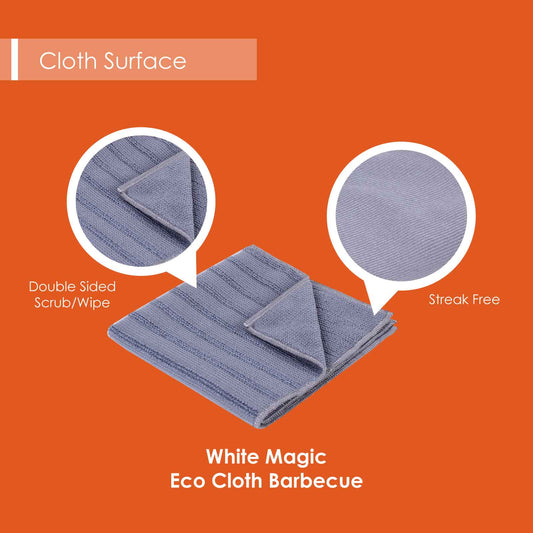 White Magic Barbecue Microfiber Cleaning ECO Cloth / No Detergent Needed | with Water ONLY