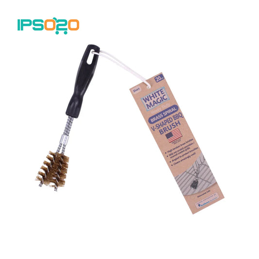 WHITE MAGIC Short V-Shaped Brass Spiral Barbecue Brush