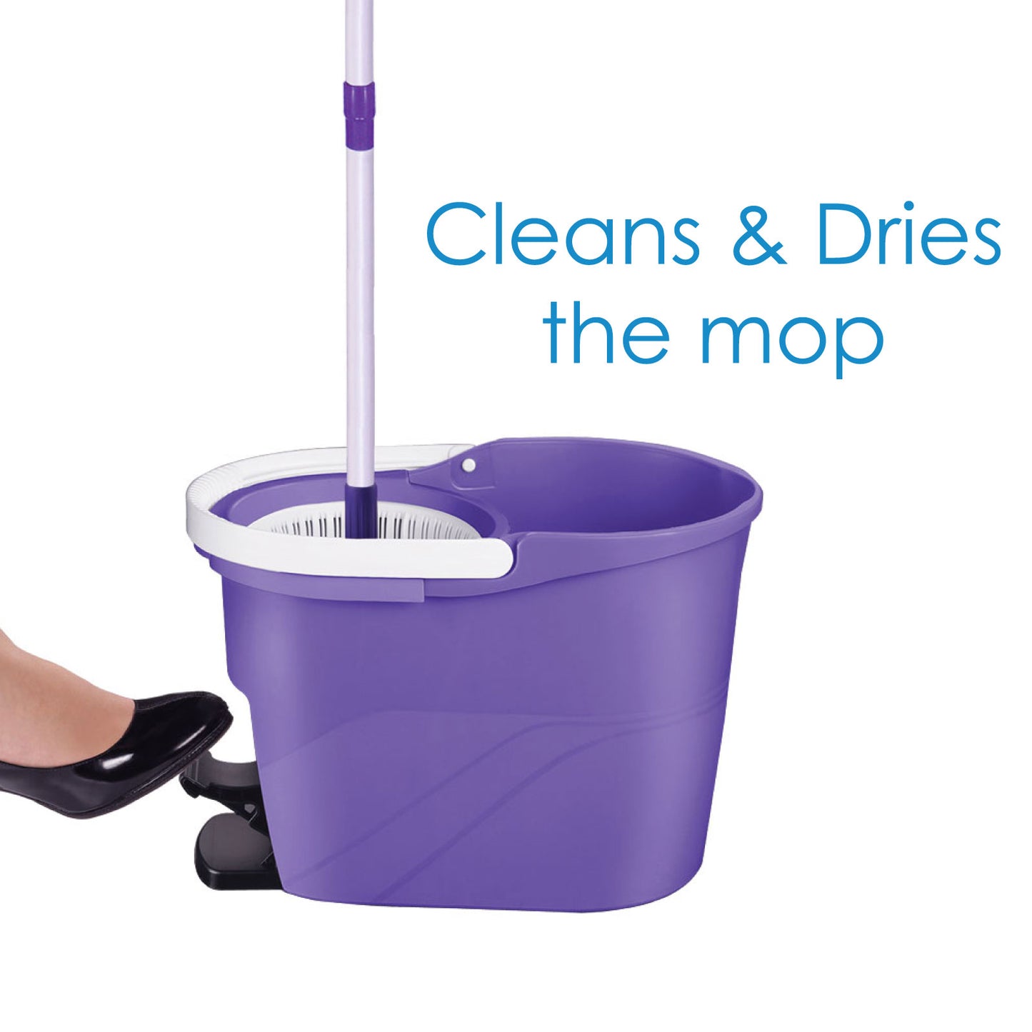 White Magic Foot Press Spin Mop Set (with 2 microfiber mop heads and mop handle) / Footpress Mop / Made in Taiwan / Red Dot Design Award / 1 Year Bucket Warranty / IPSo2o