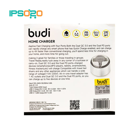 BUDI Home Charger (UK / EU Plug)