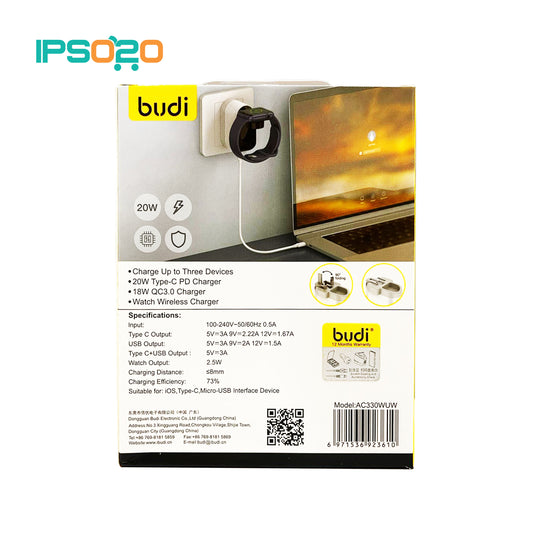 BUDI 20W USB-C PD+QC3.0 Apple Watch Wireless Charger