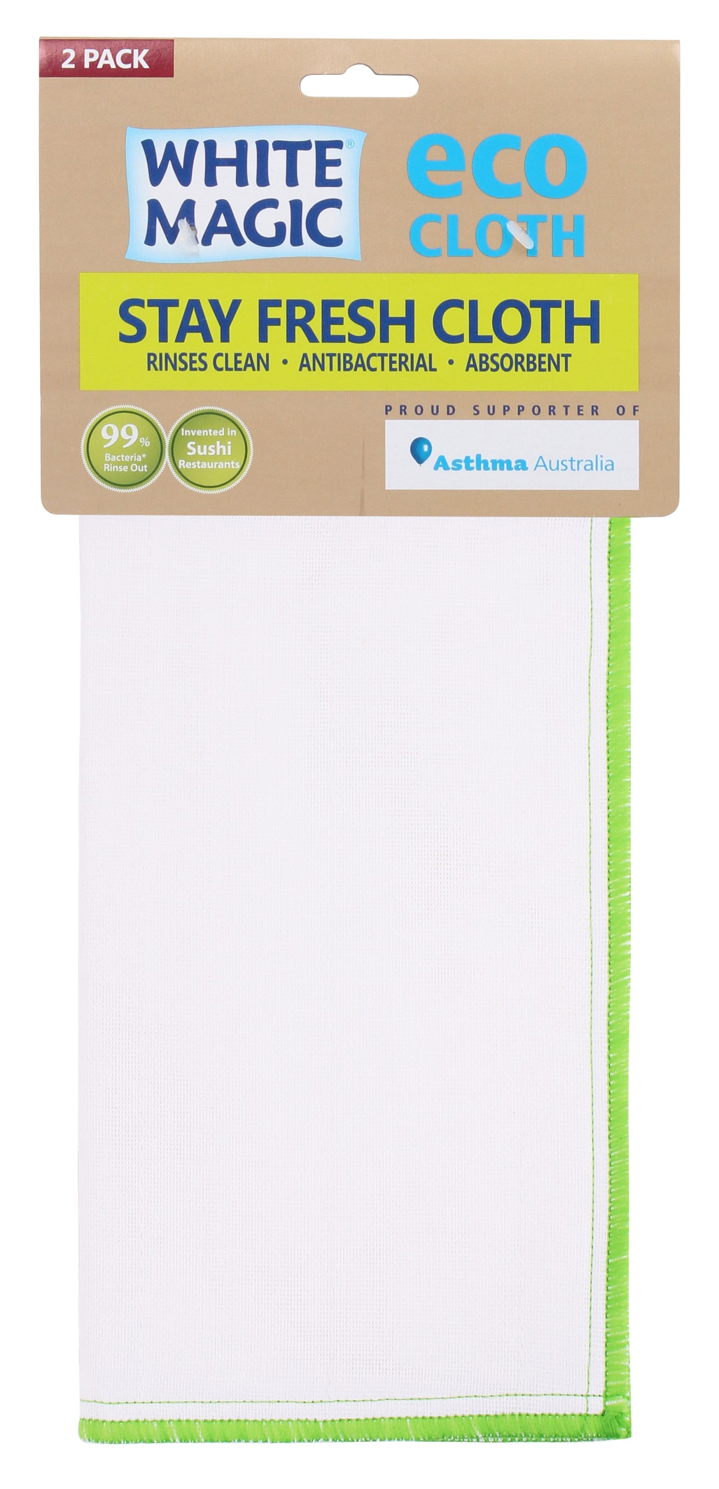 White Magic Stay Fresh Cloth - Natural / Sustainable / Soft / Long Lasting / Compostable / Pack of 2