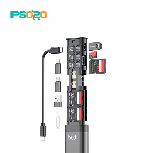 BUDI USB-C 3.0 TF/SD Card Reader OTG Adapter Multifunction Storage Stick