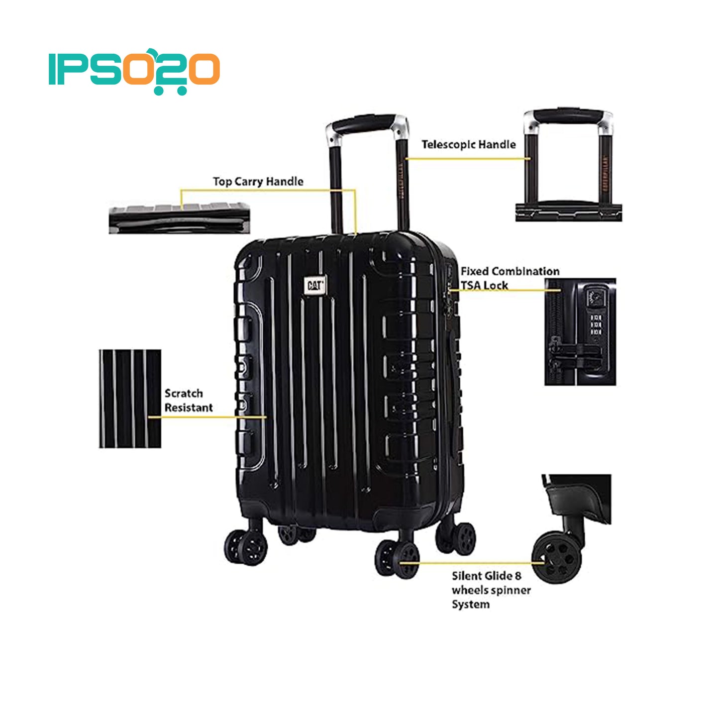 Caterpillar Cityscape 20" Trolley [Luggage/Suitcase, Silent glide 8 wheel spinner system, TSA lock, Zipper pocket inside main compartment]