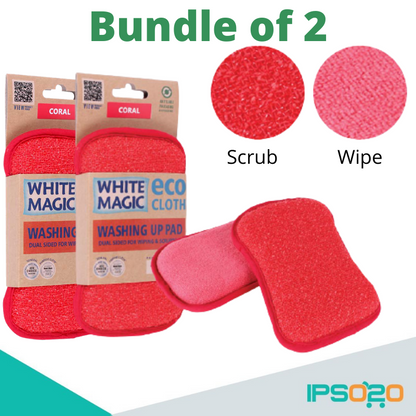 [ Bundle of 2 ] White Magic Dishwashing Sponge Washing Up Pad