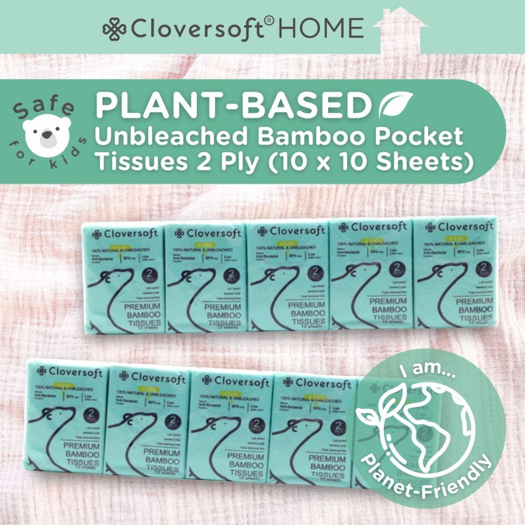 CLOVERSOFT Unbleached Bamboo Pocket Tissue Facial Tissue 10 sheets