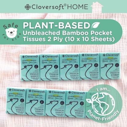 CLOVERSOFT Unbleached Bamboo Pocket Tissue Facial Tissue 10 sheets