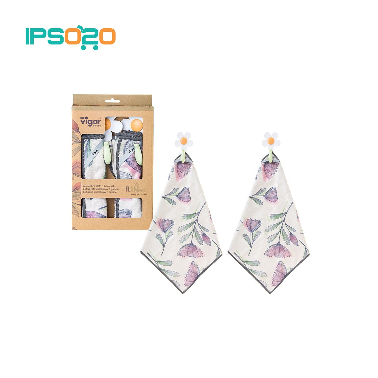 VIGAR Florganic Hook with Suction & Microfiber Cloths - 2pc