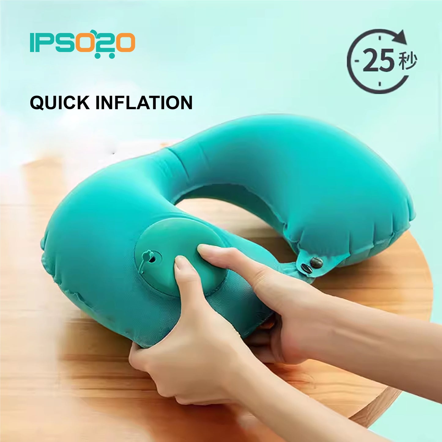 JOYTOUR Hand Press Inflatable U-Shaped Travel Pillow