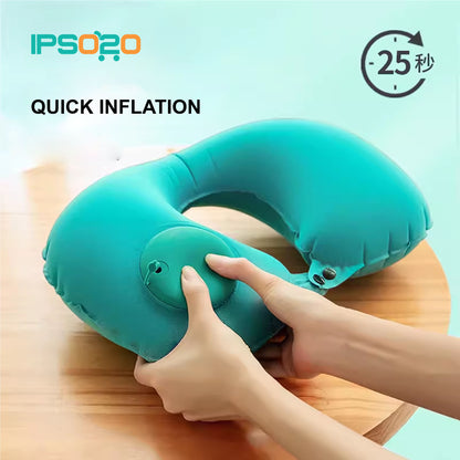 JOYTOUR Hand Press Inflatable U-Shaped Travel Pillow