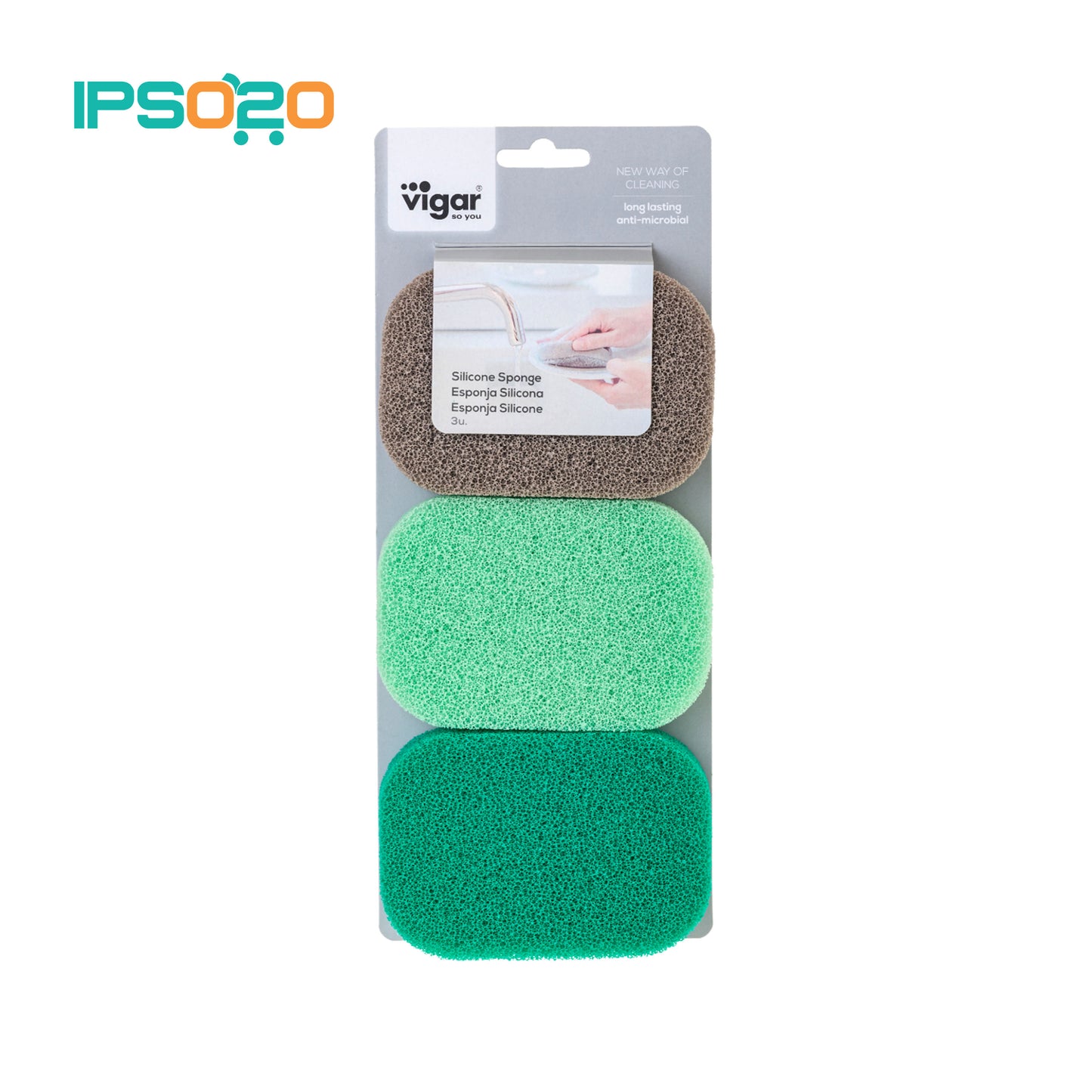 VIGAR Silicone Sponge Long Lasting Anti-Bacterial - 3pc