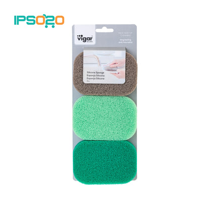 VIGAR Silicone Sponge Long Lasting Anti-Bacterial - 3pc