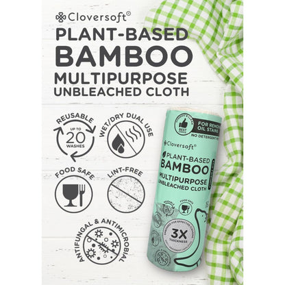 CLOVERSOFT Unbleached Bamboo Multi-Purpose Kitchen Towels 52 Sheets
