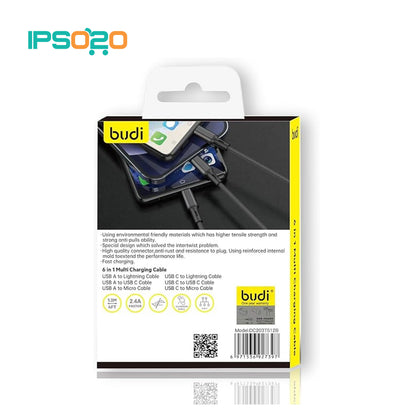 Budi 6 IN 1 MULTI CHARGING CABLE (1.2M)