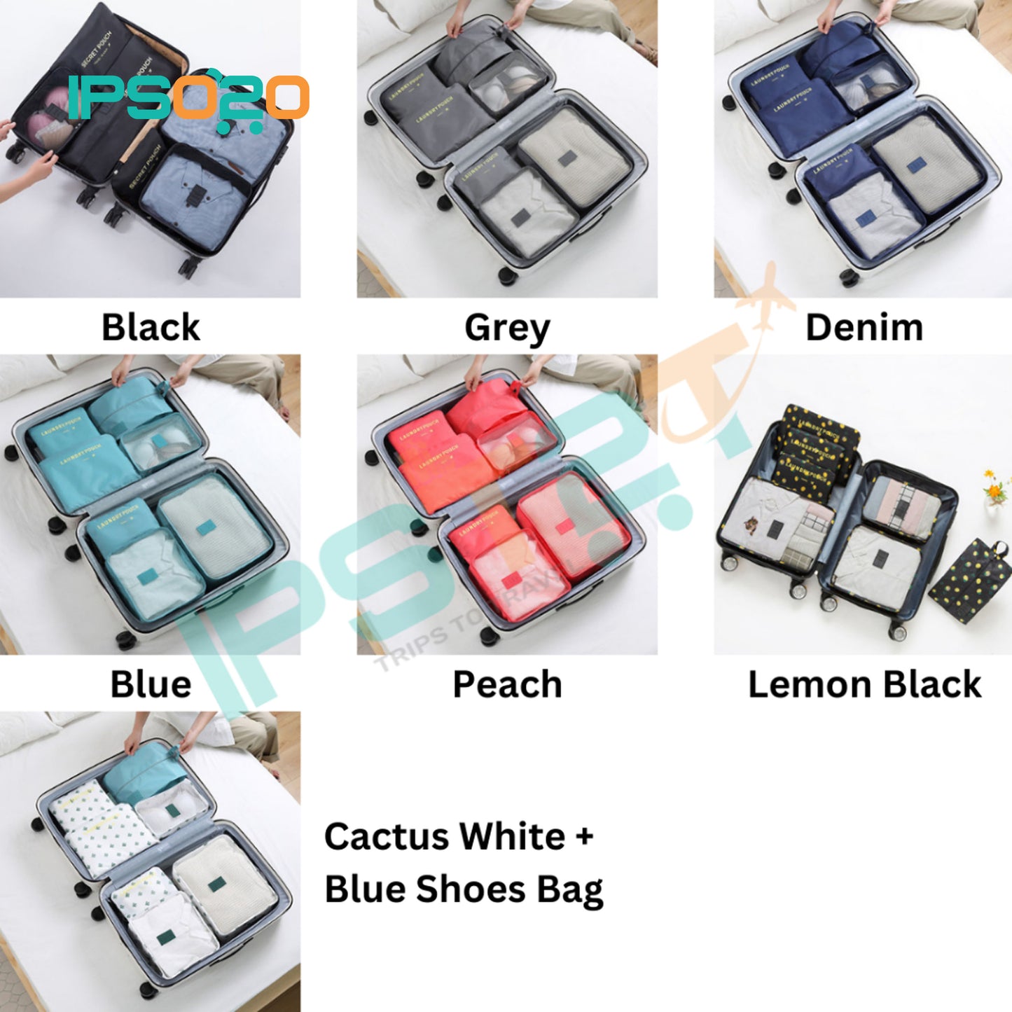 7 in 1 Travel Set Luggage Organiser Bag Pouch (Storage Bag / 6+1 pcs)