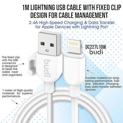 BUDI Charge/Sync Cable with Clip (1M)