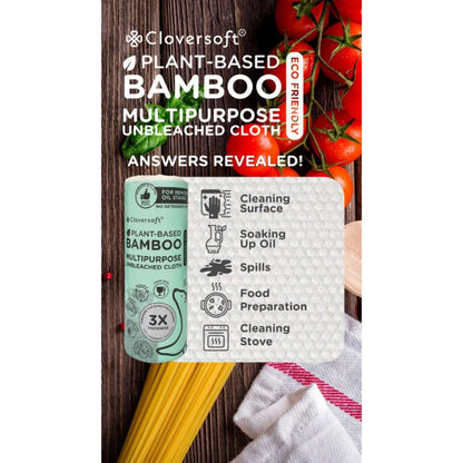 CLOVERSOFT Unbleached Bamboo Multi-Purpose Kitchen Towels 52 Sheets