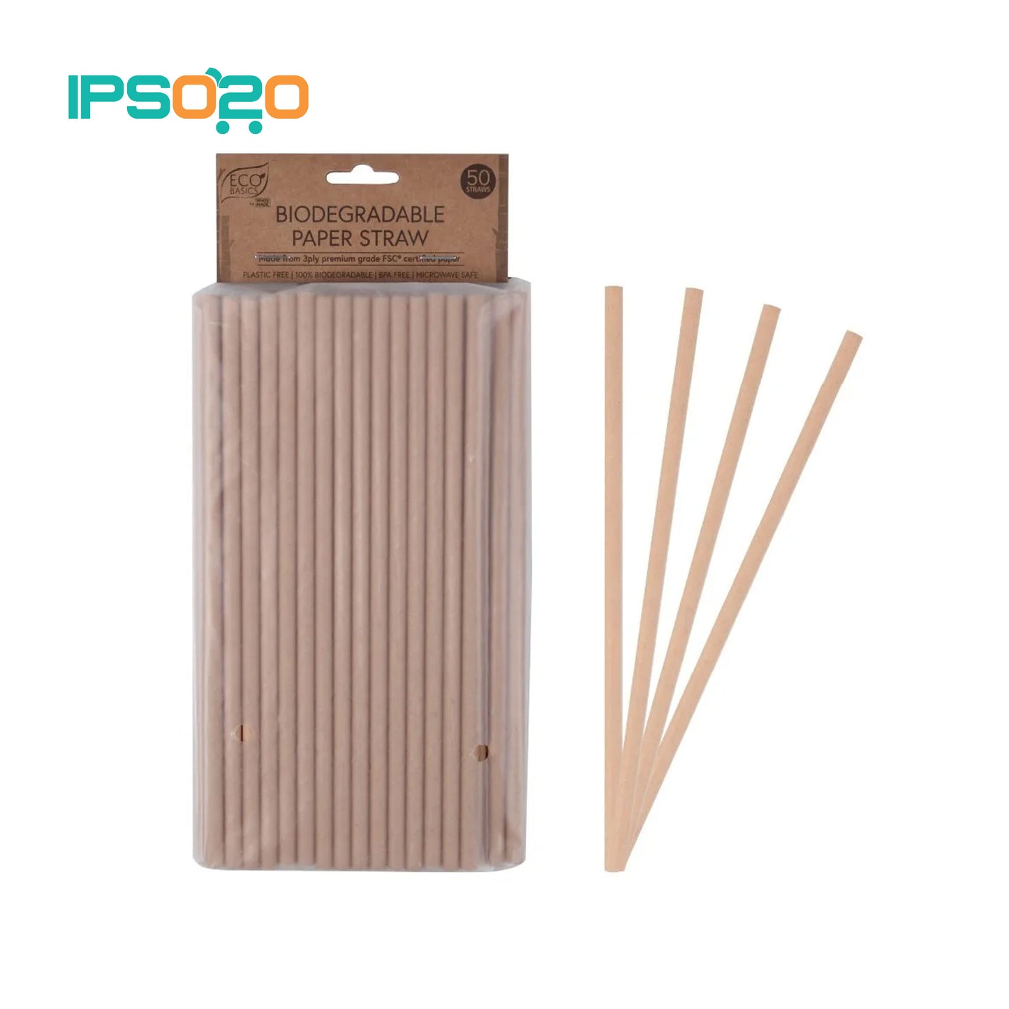 Eco Basics Biodegradable Paper Straw - 50pc