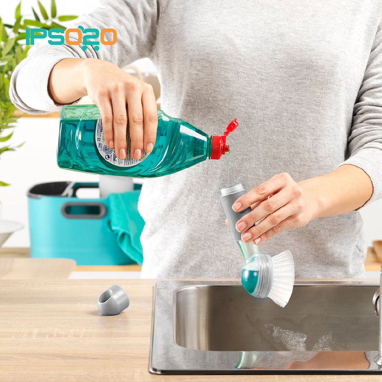 VIGAR Rengo Soap Dispensing Grey Dish Brush