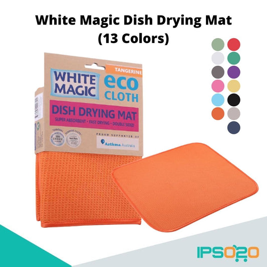 White Magic Dish Drying Mat [Absorbent , Hygienic , Antibacterial Microfibre] 45cm x 40cm