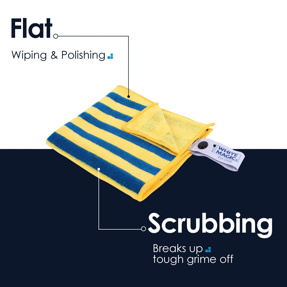 White Magic Microfiber Cleaning Bathroom Eco Cloth [ No Detergent Needed / With Water ONLY / Remove Scum / Hard Water Stain / premium blend of Korean microfibre / Strong / absorbent] IPSo2o