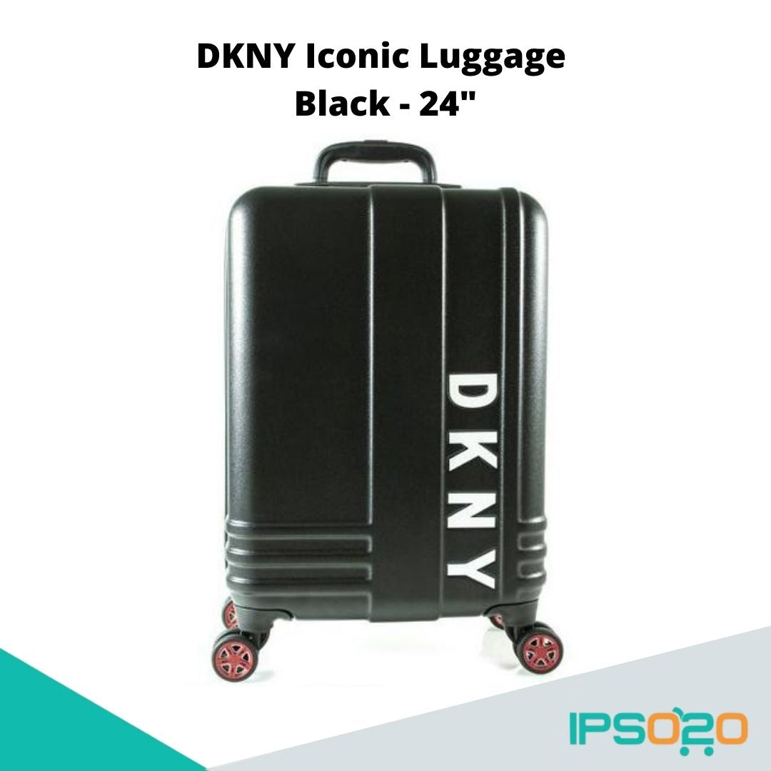 DKNY Iconic Trolley 24" [Luggage/Suitcase, Custom molded pull trolley with 4 dual wheel spinner, Scratch Resistant Finish with Sugar Texture, TSA lock]