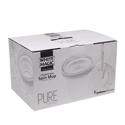 White Magic Pure Spin Mop Set (with 2 microfiber mop heads) / Handpress Mop / Made in Taiwan / Red Dot Design Award / Trolley Bundle (add-on available) / 1 Year Bucket Warranty
