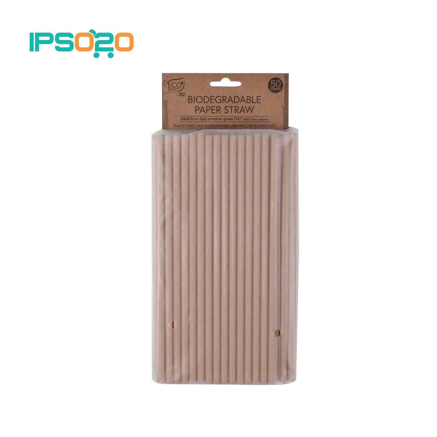 Eco Basics Biodegradable Paper Straw - 50pc