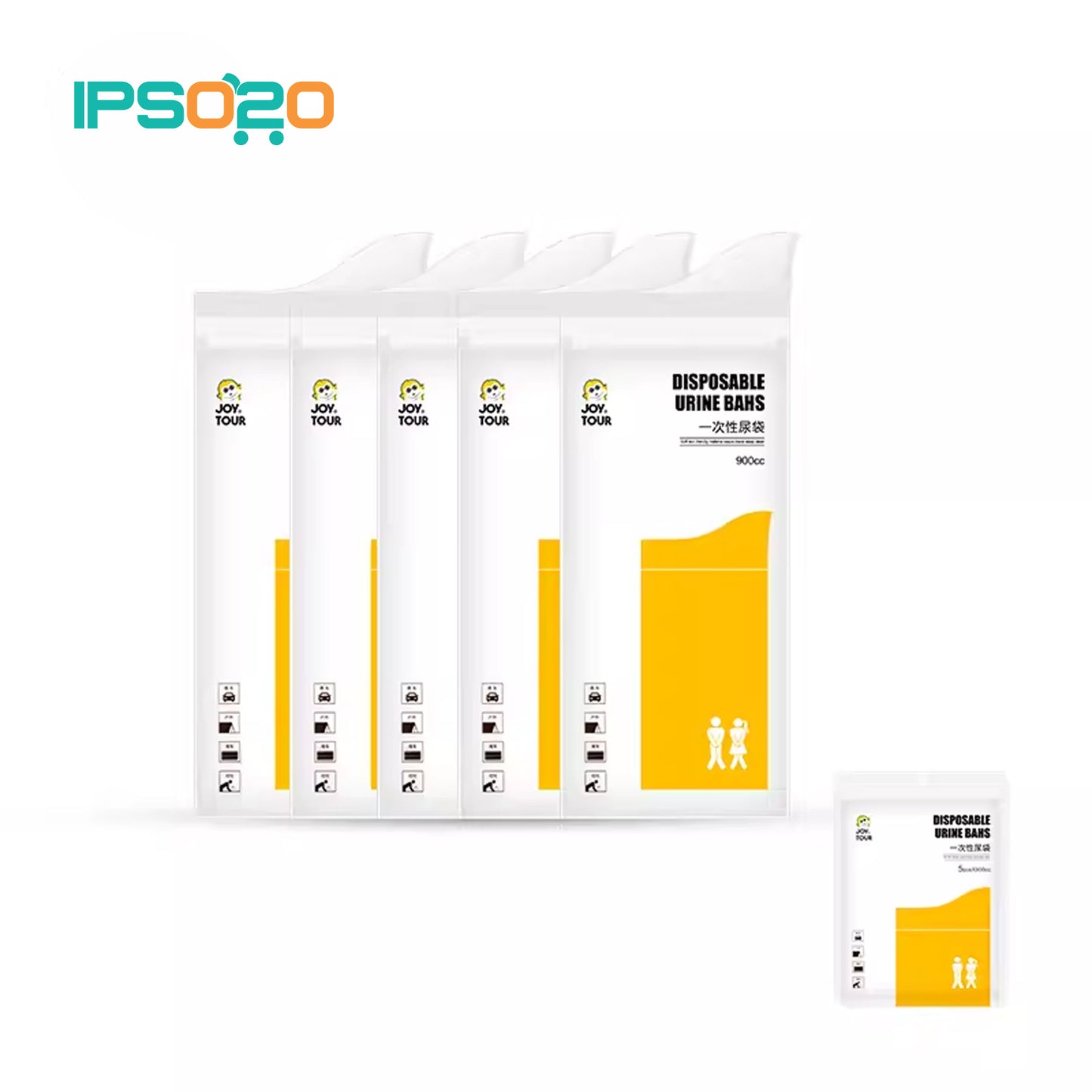 JOYTOUR Travel Emergency Urine Bag 900cc - 5 pcs pack