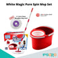 White Magic Pure Spin Mop Set (with 2 microfiber mop heads) / Handpress Mop / Made in Taiwan / Red Dot Design Award / Trolley Bundle (add-on available) / 1 Year Bucket Warranty