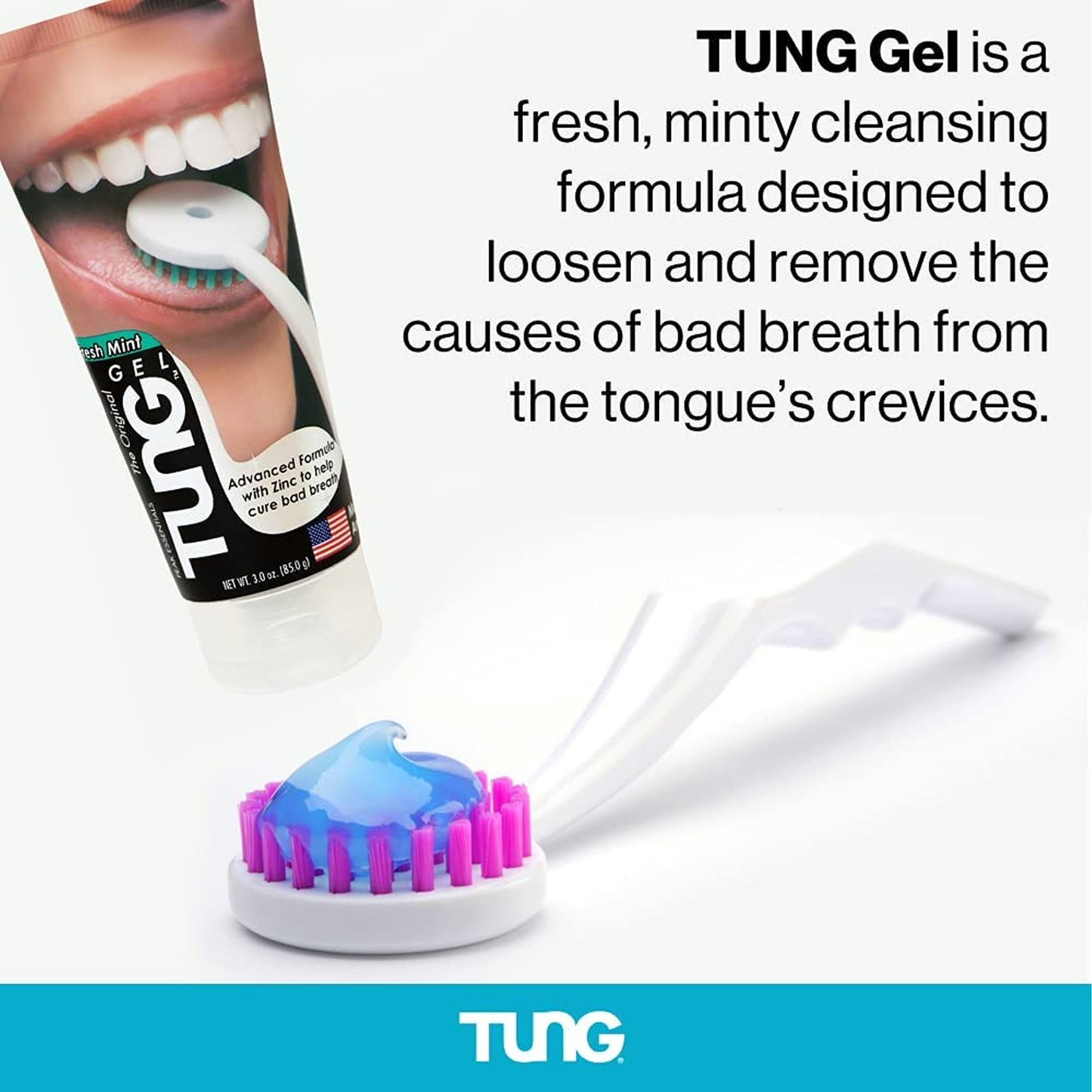 TUNG Tongue Cleaning Brush with Sample Gel & TUNG Gel - 80g