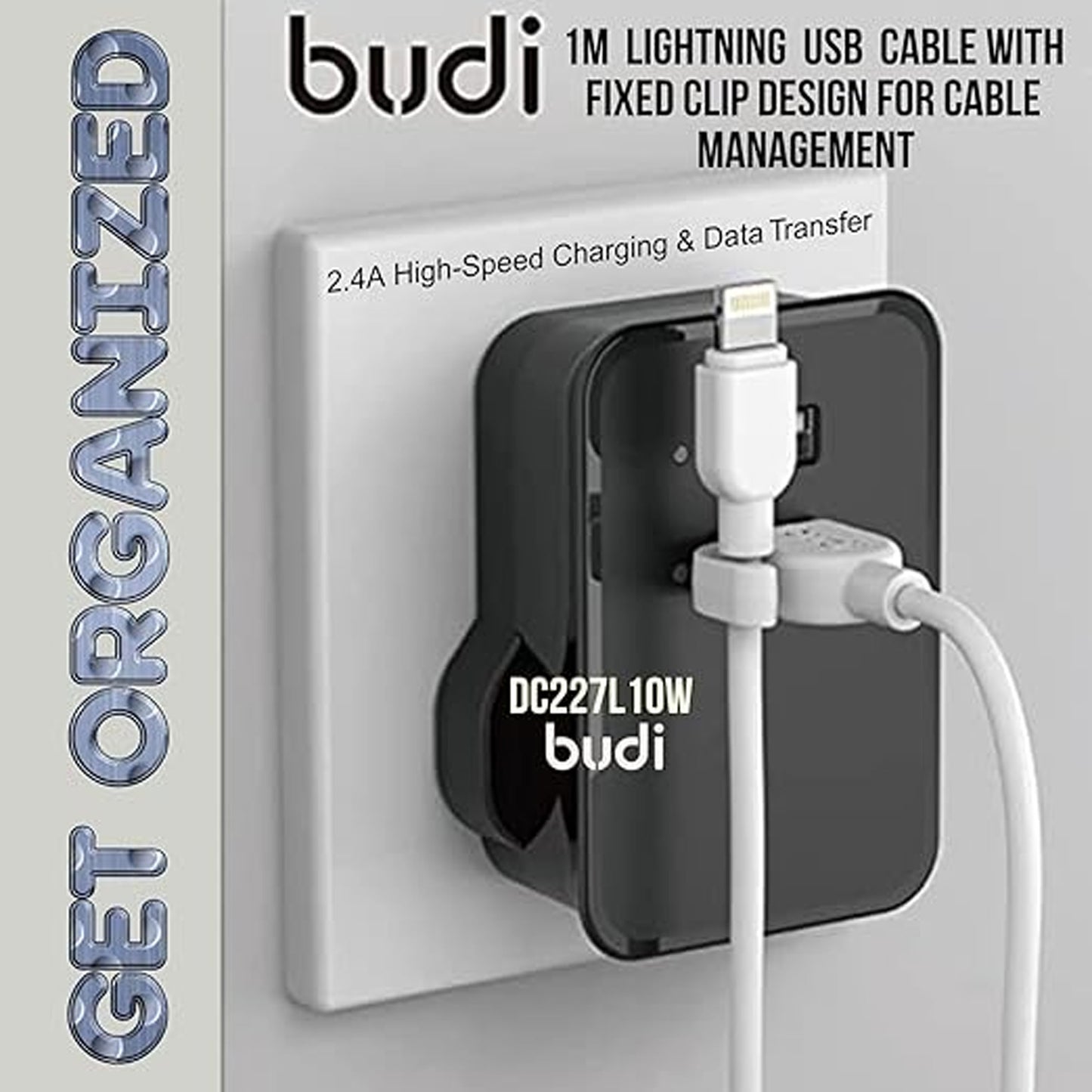 BUDI Charge/Sync Cable with Clip (1M)