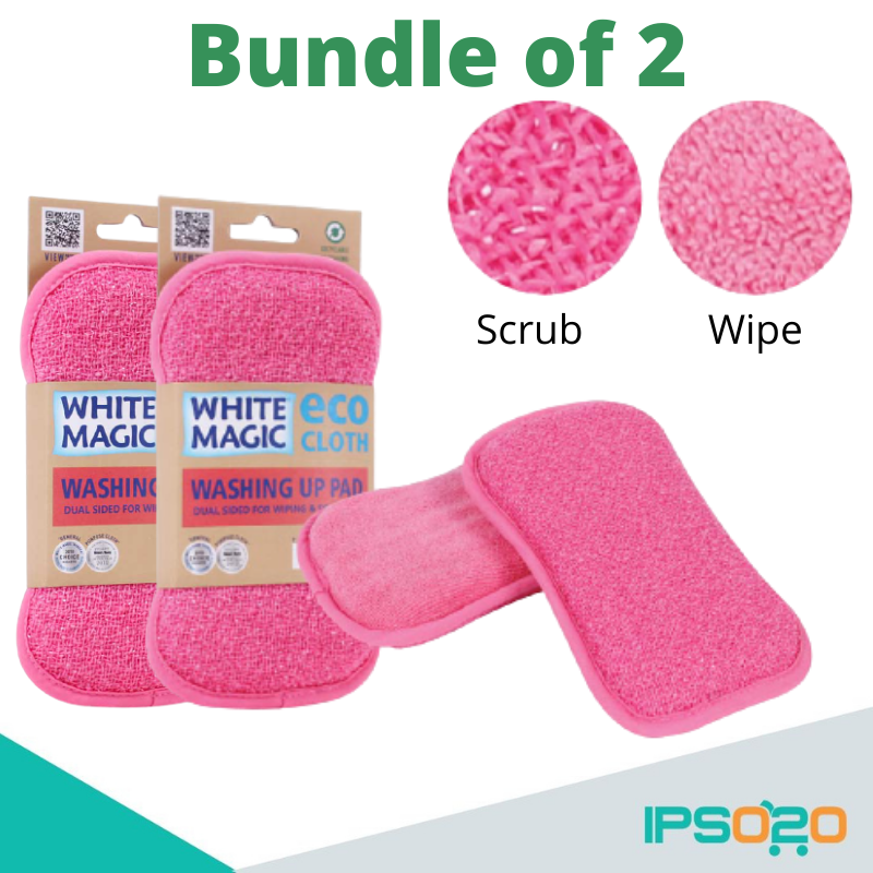 [ Bundle of 2 ] White Magic Dishwashing Sponge Washing Up Pad