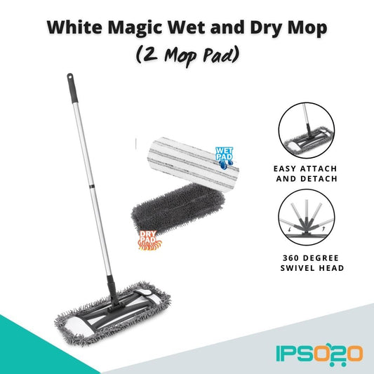 White Magic Wet & Dry Mop (with 2 mop pad - Dry & Wet)