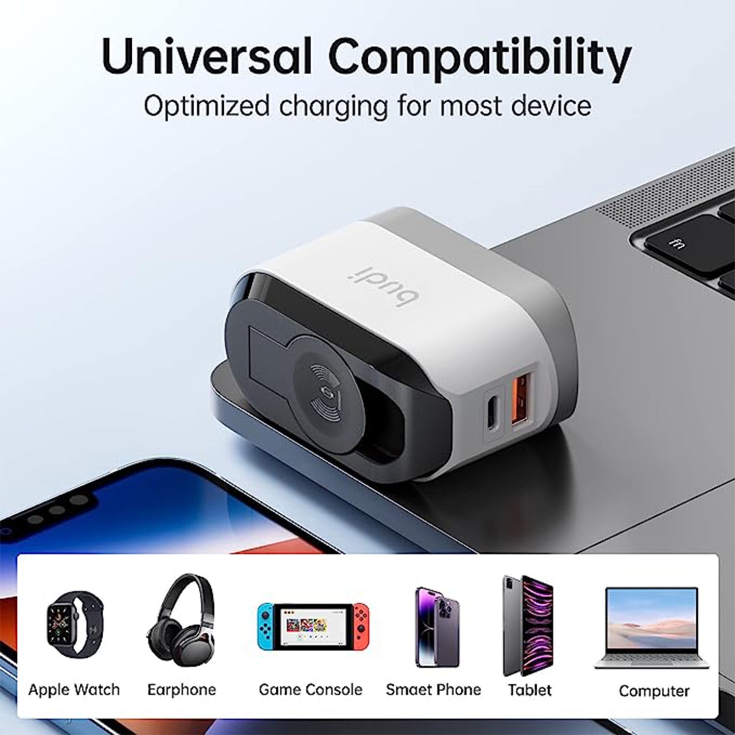 BUDI 20W USB-C PD+QC3.0 Apple Watch Wireless Charger