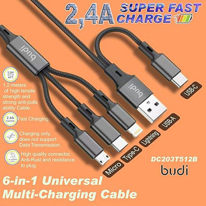 Budi 6 IN 1 MULTI CHARGING CABLE (1.2M)