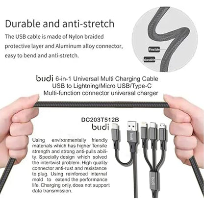 Budi 6 IN 1 MULTI CHARGING CABLE (1.2M)