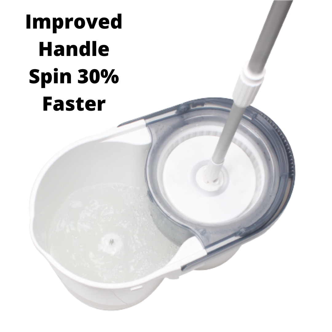 White Magic TURBO Hand Press Spin Mop Set (with 1 microfiber mop heads) / Dual Spin Model / 1 Year Bucket Warranty