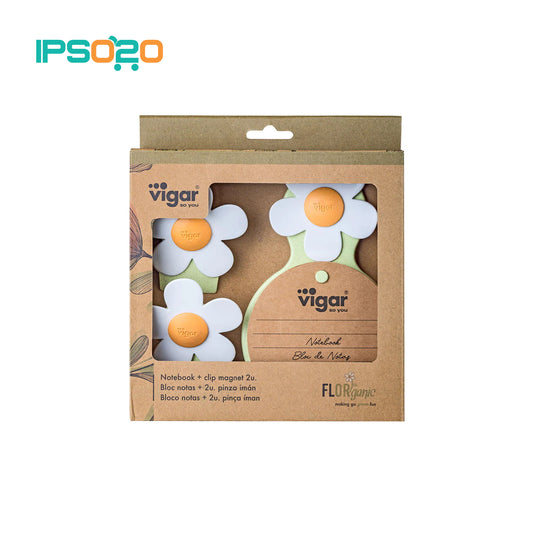 VIGAR Florganic Notebook with Suction + Magnet Clip - 2pc Set