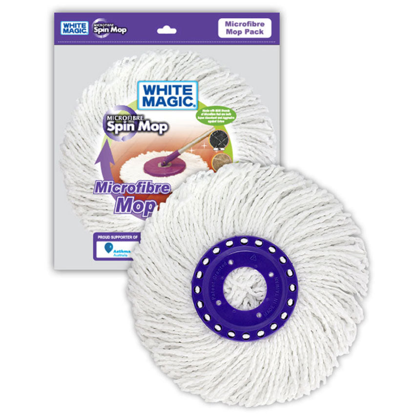 White Magic Spin Mop Microfibre Mop Head [ 40 cm in diameter , Made from 8000 strands of microfibre , Made in Taiwan ]